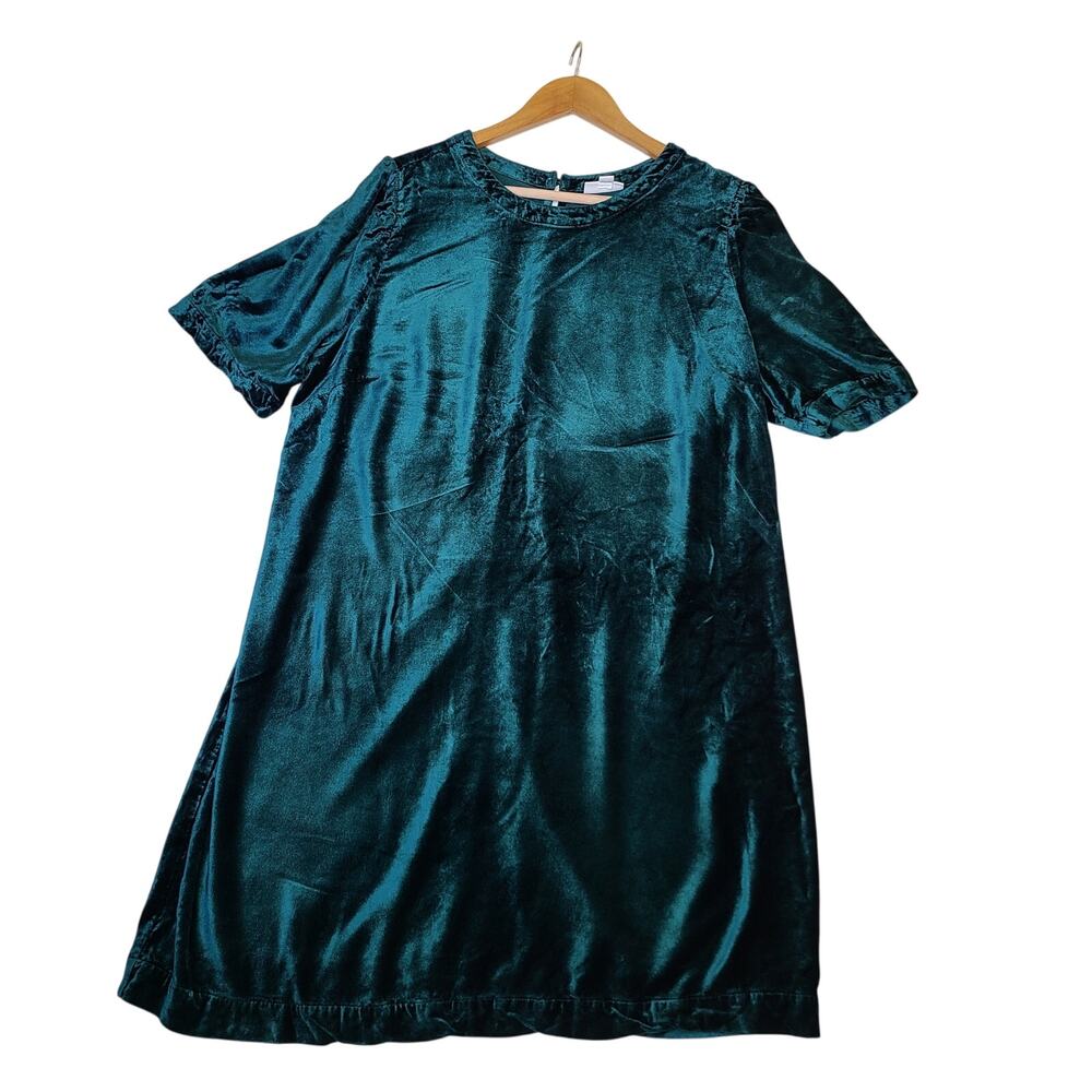 J.Jill Women's Elegant Green Velvet Midi Dress Size L Petite
